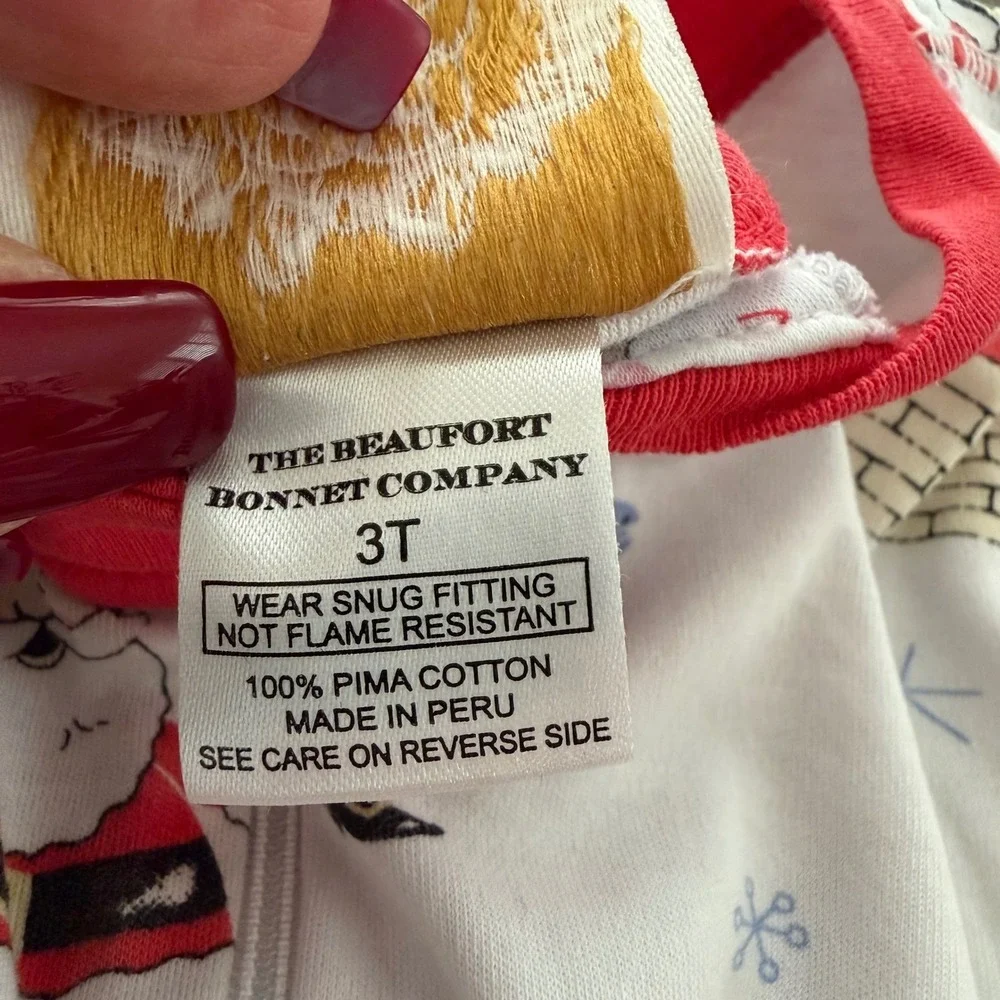 The Beaufort Bonnet Company Kids‎ 3T Santa Christmas Pajamas PJs One Piece